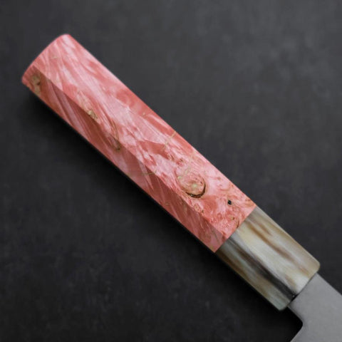 Bunka VG-10 Damast Büffelhorn und Ahorn Griff in Dunklem Rosa 180mm-[Musashi]-[Japan-Küchenmesser]
