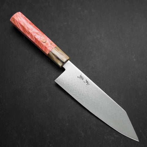 Bunka VG-10 Damast Dunkelrosa Büffelhorn und Ahornholz Griff 180mm-[Musashi]-[Japan-Küchenmesser]