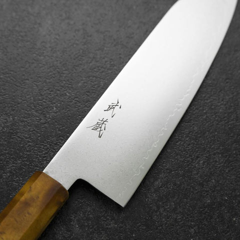 Bunka VG-10 Damast Gelb-Brauner Birkenholz Griff 180mm-[Musashi]-[Japan-Küchenmesser]