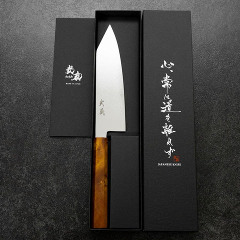 Bunka VG-10 Damast Gelb-Brauner Birkenholz Griff 180mm-[Musashi]-[Japan-Küchenmesser]