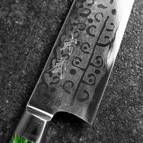 Bunka VG-10 Damast Grüner Westlicher Blütenblatt Griff 185mm-[Musashi]-[Japan-Küchenmesser]