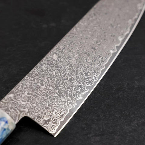 Bunka VG-10 Damast Ozeanplastik Blau-Weißer Mix Griff 165mm-[Musashi]-[Japan-Küchenmesser]