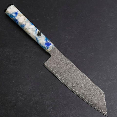 Bunka VG-10 Damast Ozeanplastik Blau-Weißer Mix Griff 165mm-[Musashi]-[Japan-Küchenmesser]