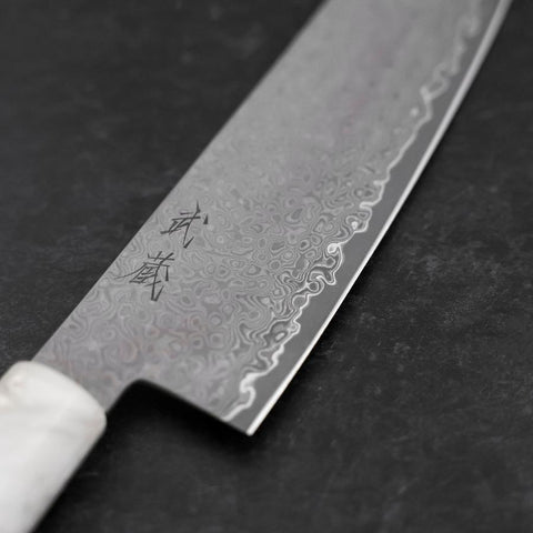 Bunka VG-10 Damast Ozeanplastik Weiß-Schwarz-Goldener Griff 165mm-[Musashi]-[Japan-Küchenmesser]