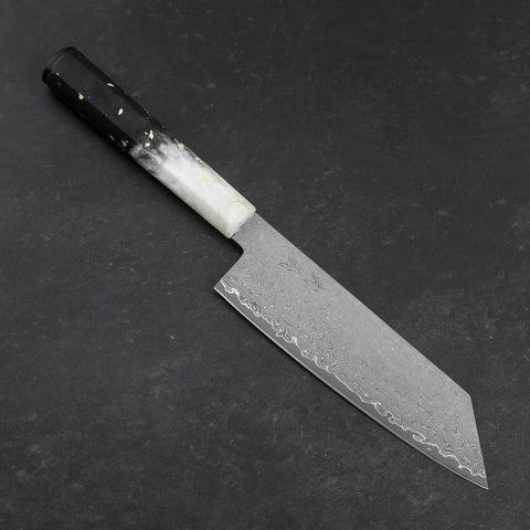 Bunka VG-10 Damast Ozeanplastik Weiß-Schwarz-Goldener Griff 165mm-[Musashi]-[Japan-Küchenmesser]