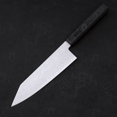 Bunka VG-10 Damast Schwarzer Ishime Griff 180mm-[Musashi]-[Japan-Küchenmesser]