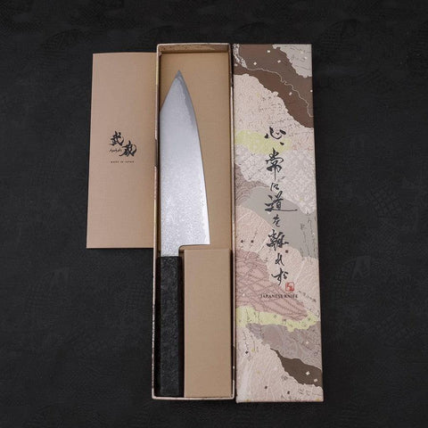 Bunka VG-10 Damast Schwarzer Ishime Griff 180mm-[Musashi]-[Japan-Küchenmesser]