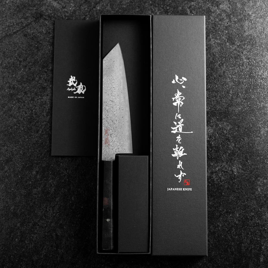 Bunka VG-10 Damast Schwarzer Ozeanplastik Griff 165mm-[Musashi]-[Japan-Küchenmesser]