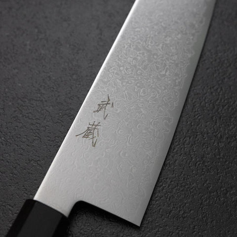Bunka VG-10 Kagami Damast Ebenholz Griff 180mm-[Musashi]-[Japan-Küchenmesser]