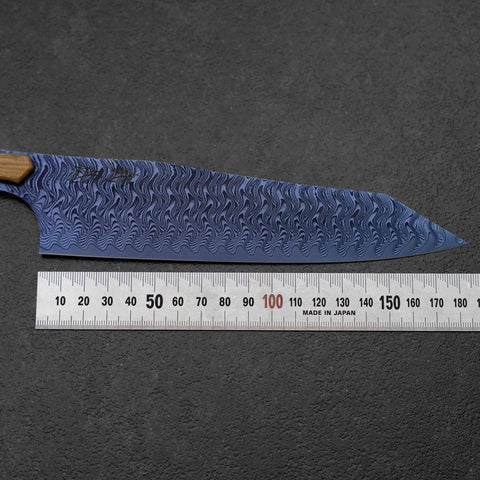 Bunka VG-10 Kagami Damast Olivenholz Griff 180mm - Blau-[Musashi]-[Japan-Küchenmesser]