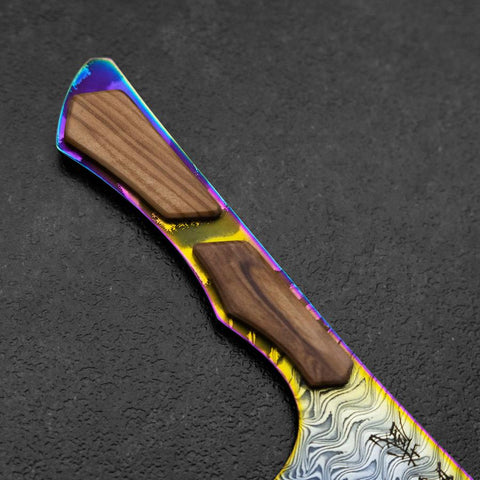 Bunka VG-10 Kagami Damast Olivenholz Griff 180mm - Regenbogen-[Musashi]-[Japan-Küchenmesser]