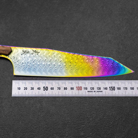 Bunka VG-10 Kagami Damast Olivenholz Griff 180mm - Regenbogen-[Musashi]-[Japan-Küchenmesser]