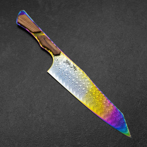 Bunka VG-10 Kagami Damast Olivenholz Griff 180mm - Regenbogen-[Musashi]-[Japan-Küchenmesser]