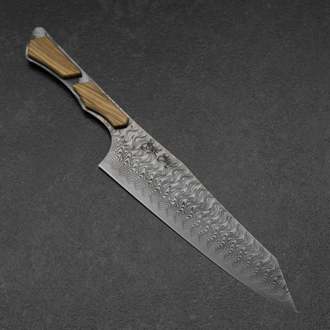 Bunka VG-10 Kagami Damast Olivenholz Griff 180mm - Schwarz-[Musashi]-[Japan-Küchenmesser]