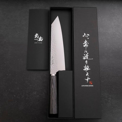 Bunka VG-10 Tsuchime Kohlefarbener Kirschholz Griff 180mm-[Musashi]-[Japan-Küchenmesser]