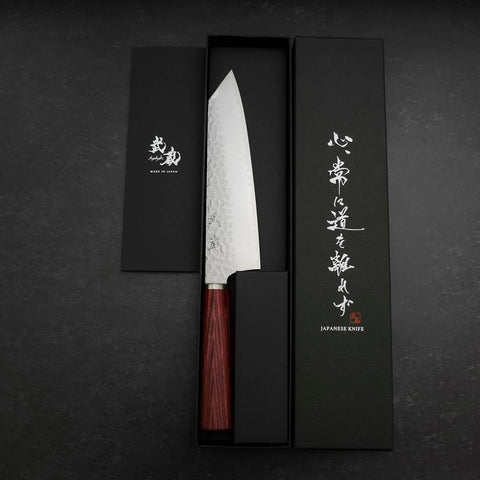Bunka VG-10 Tsuchime Roter Kirschholz Griff 180mm-[Musashi]-[Japan-Küchenmesser]