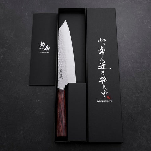 Bunka VG-10 Tsuchime Runder Mahagoni Griff 180mm-[Musashi]-[Japan-Küchenmesser]