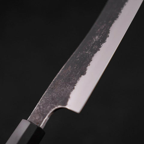 Bunka White Steel #2 Edelstahlummantelung, Kurouchi Büffelhorn und Teak Griff, 180mm-[Musashi]-[Japan-Küchenmesser]