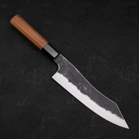 Bunka White Steel #2 Edelstahlummantelung, Kurouchi Büffelhorn und Teak Griff, 180mm-[Musashi]-[Japan-Küchenmesser]