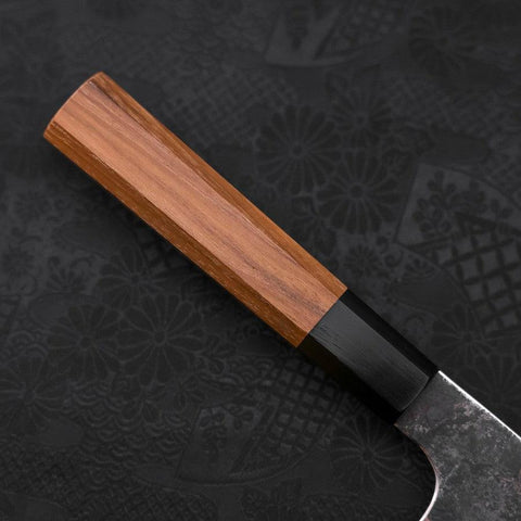 Bunka White Steel #2 Edelstahlummantelung Kurouchi Büffelhorn und Teakholz Griff 180mm-[Musashi]-[Japan-Küchenmesser]