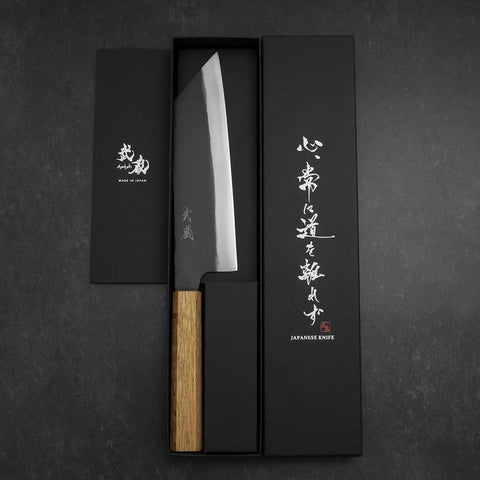 Bunka White Steel #2 Kurouchi Eichenholz Griff 165mm-[Musashi]-[Japan-Küchenmesser]