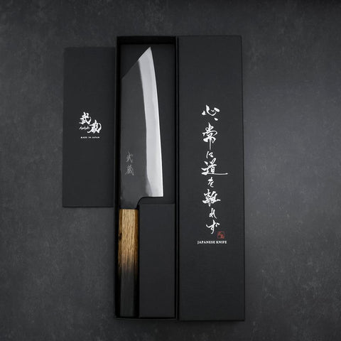 Bunka White Steel #2 Kurouchi Yaki Urushi Griff 165mm-[Musashi]-[Japan-Küchenmesser]