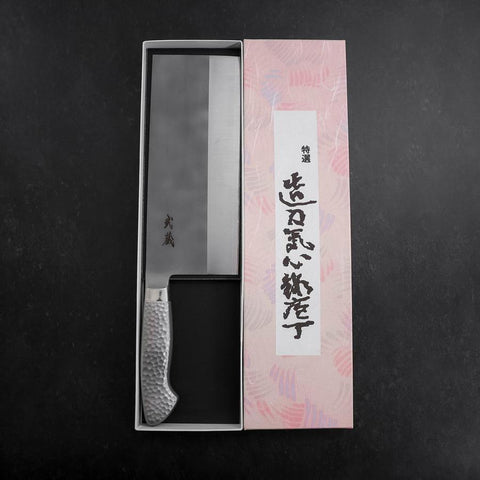 Chinese Cleaver AUS-8 Nashiji Westlicher Edelstahlgriff 205mm-[Musashi]-[Japan-Küchenmesser]