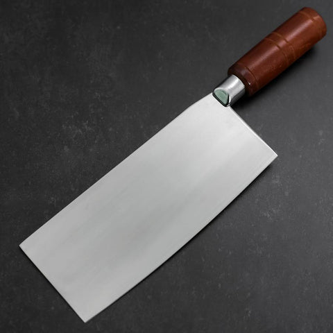Chinesisches Kochmesser Edelstahlummantelung SK-Stahl Poliert Runder Griff 205mm-[Musashi]-[Japan-Küchenmesser]