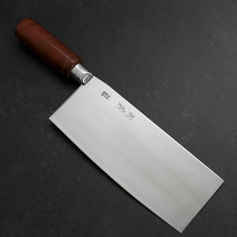 Chinesisches Kochmesser Edelstahlummantelung SK Stahl Poliert Runder Griff 205mm-[Musashi]-[Japan-Küchenmesser]