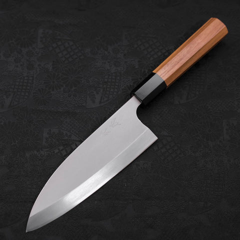 Deba AUS-10 Linkshand Poliert Büffelhorn und Teakholz Griff 165mm-[Musashi]-[Japan-Küchenmesser]