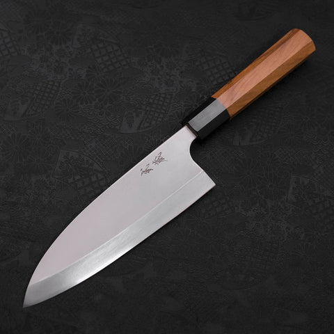 Deba AUS-10 Linkshand Poliert Büffelhorn und Teakholz Griff 180mm-[Musashi]-[Japan-Küchenmesser]