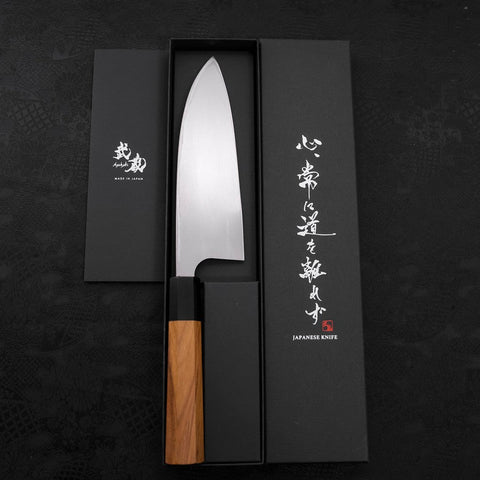Deba AUS-10 Linkshand Poliert Büffelhorn und Teakholz Griff 180mm-[Musashi]-[Japan-Küchenmesser]