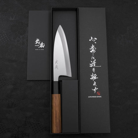 Deba AUS-10 Poliert Büffelhorn und Teakholz Griff 150mm-[Musashi]-[Japan-Küchenmesser]
