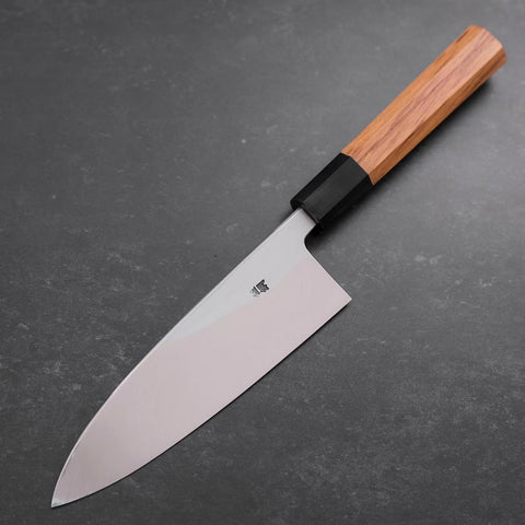 Deba Blue Steel #1 Hon-Kasumi Büffelhorn und Teakholz Griff 165mm-[Musashi]-[Japan-Küchenmesser]