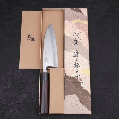 Deba Blue Steel #2 Damast Rosenholz Griff 150mm-[Musashi]-[Japan-Küchenmesser]