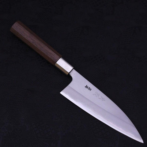 Deba Blue Steel #2 Edelstahlummantelung Walnussholz Griff 165mm-[Musashi]-[Japan-Küchenmesser]