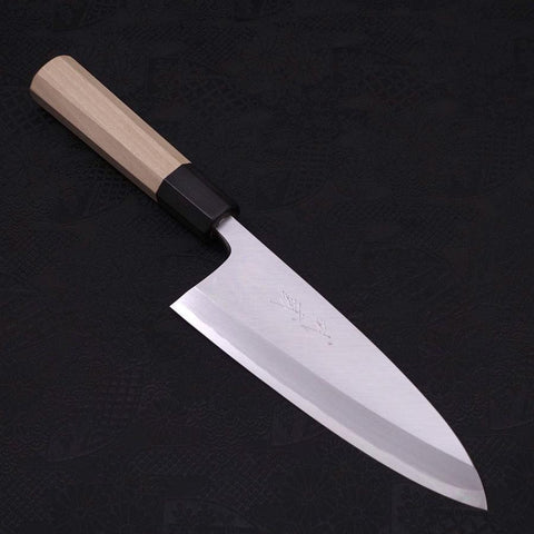 Deba Blue Steel #2, Kasumi Büffelhorn und Magnolie Griff, 165mm-[Musashi]-[Japan-Küchenmesser]