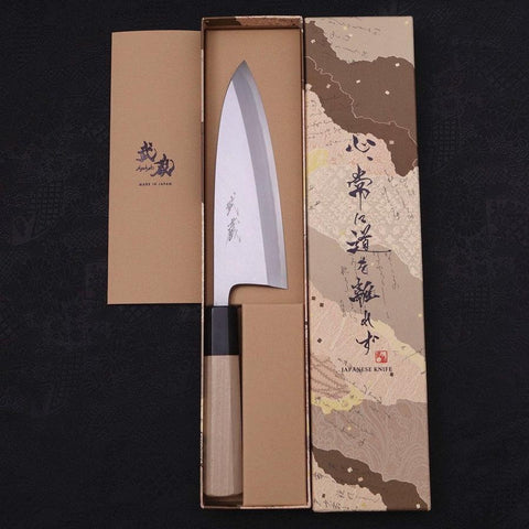 Deba Blue Steel #2 Kasumi Büffelhorn und Magnolienholz Griff 165mm-[Musashi]-[Japan-Küchenmesser]