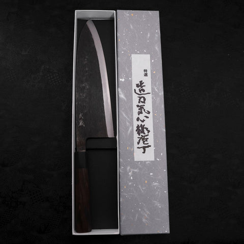 Deba Blue Steel #2 Kurouchi Büffelhorn und Ebenholz Griff 270mm - (Dick)-[Musashi]-[Japan-Küchenmesser]