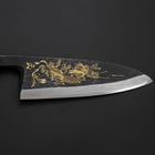 Deba Blue Steel #2 Kurouchi Chokin Dragon Buffalo Ebony Handle 150mm-[Musashi]-[Japan-Küchenmesser]