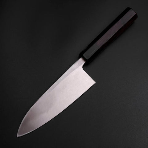 Deba Blue Steel #2 Kurouchi Chokin Sakura-Fuji Büffelhorn und Ebenholz Griff 170mm-[Musashi]-[Japan-Küchenmesser]