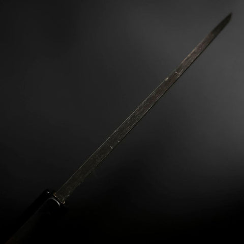 Deba Blue Steel #2 Kurouchi Chokin Sakura-Fuji Büffelhorn und Ebenholz Griff 170mm-[Musashi]-[Japan-Küchenmesser]