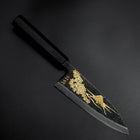 Deba Blue Steel #2 Kurouchi Chokin Sakura-Fuji Büffelhorn und Ebenholz Griff 170mm-[Musashi]-[Japan-Küchenmesser]