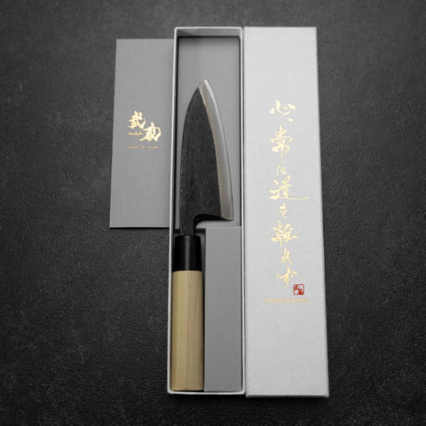 Deba Blue Steel #2 Kurouchi Magnolienholz Griff 120mm-[Musashi]-[Japan-Küchenmesser]