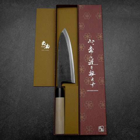 Deba Blue Steel #2 Kurouchi Magnolienholz Griff 180mm-[Musashi]-[Japan-Küchenmesser]