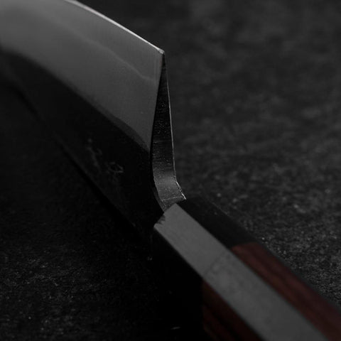 Deba Doppelte Fase Blue Steel #2 Kurouchi Rosenholz Griff 150mm-[Musashi]-[Japan-Küchenmesser]