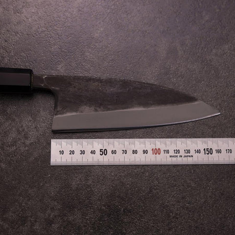 Deba Doppelte Fase White Steel #2 Kurouchi Büffelhorn und Ebenholz Griff 165mm-[Musashi]-[Japan-Küchenmesser]