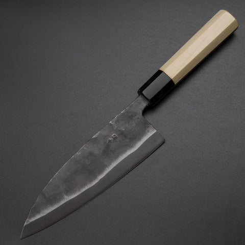 Deba Doppelte Fase White Steel #2 Kurouchi Büffelhorn und Magnolienholz Griff 180mm-[Musashi]-[Japan-Küchenmesser]