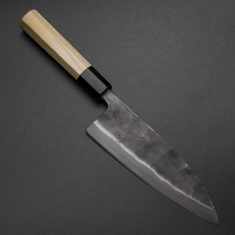 Deba Doppelte Fase White Steel #2 Kurouchi Büffelhorn und Magnolienholz Griff 180mm-[Musashi]-[Japan-Küchenmesser]