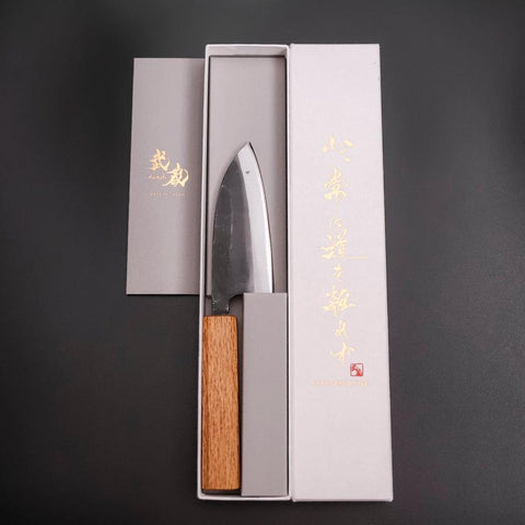 Deba Doppelte Fase White Steel #2 Kurouchi Eichenholz Griff 105mm-[Musashi]-[Japan-Küchenmesser]